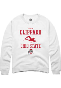 Lauren Clippard Rally Mens White Ohio State Buckeyes NIL Sport Icon Crew Sweatshirt