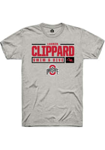 Lauren Clippard Ash Ohio State Buckeyes NIL Stacked Box Short Sleeve T Shirt