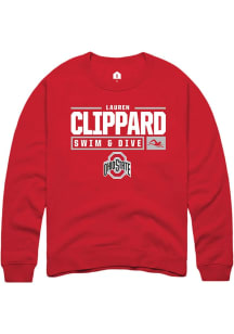 Lauren Clippard Rally Mens Red Ohio State Buckeyes NIL Stacked Box Crew Sweatshirt