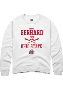 Layna Gerhard Rally Mens White Ohio State Buckeyes NIL Sport Icon Crew Sweatshirt