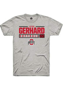 Layna Gerhard Ash Ohio State Buckeyes NIL Stacked Box Short Sleeve T Shirt