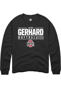 Layna Gerhard Rally Mens Black Ohio State Buckeyes NIL Stacked Box Crew Sweatshirt