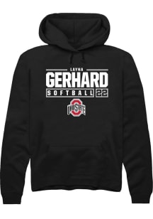 Layna Gerhard Rally Mens Black Ohio State Buckeyes NIL Stacked Box Hooded Sweatshirt