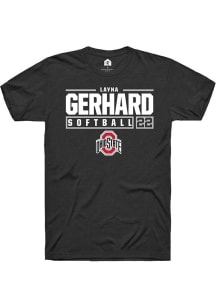 Layna Gerhard Black Ohio State Buckeyes NIL Stacked Box Short Sleeve T Shirt