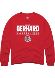 Layna Gerhard Rally Mens Red Ohio State Buckeyes NIL Stacked Box Crew Sweatshirt