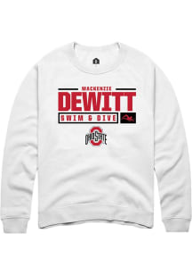 Mackenzie DeWitt Rally Mens White Ohio State Buckeyes NIL Stacked Box Crew Sweatshirt