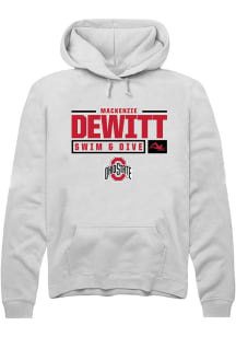 Mackenzie DeWitt Rally Mens White Ohio State Buckeyes NIL Stacked Box Hooded Sweatshirt