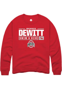 Mackenzie DeWitt Rally Mens Red Ohio State Buckeyes NIL Stacked Box Crew Sweatshirt