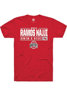 Maria Ramos Najji Red Ohio State Buckeyes NIL Stacked Box Short Sleeve T Shirt