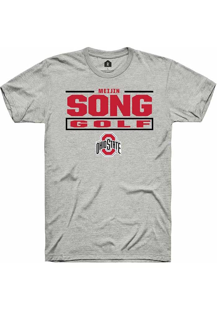 Meijin Song  Ohio State Buckeyes Ash Rally NIL Stacked Box Short Sleeve T Shirt