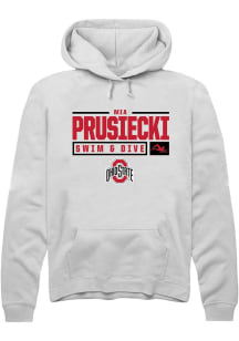 Mia Prusiecki Rally Mens White Ohio State Buckeyes NIL Stacked Box Hooded Sweatshirt