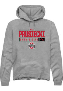 Mia Prusiecki Rally Mens Graphite Ohio State Buckeyes NIL Stacked Box Hooded Sweatshirt