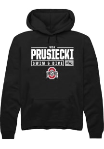 Mia Prusiecki Rally Mens Black Ohio State Buckeyes NIL Stacked Box Hooded Sweatshirt