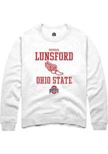Michael Lunsford Rally Mens White Ohio State Buckeyes NIL Sport Icon Crew Sweatshirt
