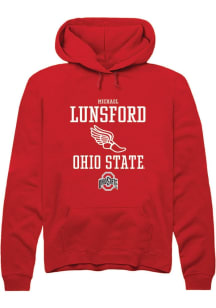 Michael Lunsford Rally Mens Red Ohio State Buckeyes NIL Sport Icon Hooded Sweatshirt