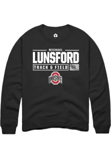 Michael Lunsford Rally Mens Black Ohio State Buckeyes NIL Stacked Box Crew Sweatshirt