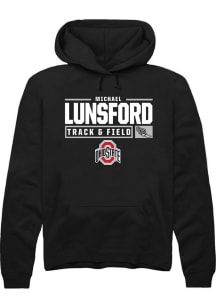 Michael Lunsford Rally Mens Black Ohio State Buckeyes NIL Stacked Box Hooded Sweatshirt