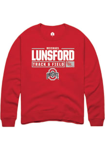Michael Lunsford Rally Mens Red Ohio State Buckeyes NIL Stacked Box Crew Sweatshirt