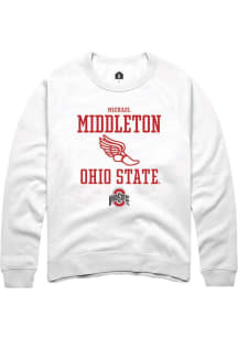 Michael Middleton Rally Mens White Ohio State Buckeyes NIL Sport Icon Crew Sweatshirt