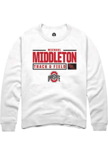Michael Middleton Rally Mens White Ohio State Buckeyes NIL Stacked Box Crew Sweatshirt