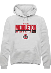 Michael Middleton Rally Mens White Ohio State Buckeyes NIL Stacked Box Hooded Sweatshirt