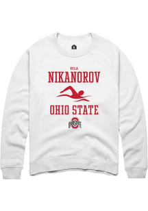 Mila Nikanorov Rally Mens White Ohio State Buckeyes NIL Sport Icon Crew Sweatshirt