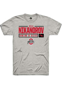 Mila Nikanorov Ash Ohio State Buckeyes NIL Stacked Box Short Sleeve T Shirt