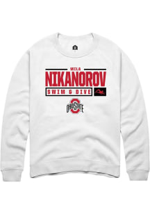 Mila Nikanorov Rally Mens White Ohio State Buckeyes NIL Stacked Box Crew Sweatshirt