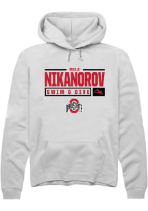 Mila Nikanorov Rally Mens White Ohio State Buckeyes NIL Stacked Box Hooded Sweatshirt