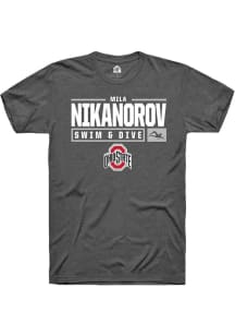 Mila Nikanorov Dark Grey Ohio State Buckeyes NIL Stacked Box Short Sleeve T Shirt