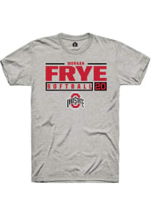 Morgan Frye Ash Ohio State Buckeyes NIL Stacked Box Short Sleeve T Shirt