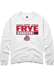 Morgan Frye Rally Mens White Ohio State Buckeyes NIL Stacked Box Crew Sweatshirt