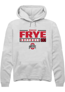 Morgan Frye Rally Mens White Ohio State Buckeyes NIL Stacked Box Hooded Sweatshirt