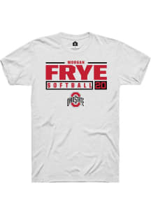 Morgan Frye White Ohio State Buckeyes NIL Stacked Box Short Sleeve T Shirt