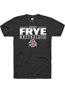 Morgan Frye Black Ohio State Buckeyes NIL Stacked Box Short Sleeve T Shirt