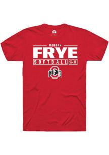 Morgan Frye Red Ohio State Buckeyes NIL Stacked Box Short Sleeve T Shirt