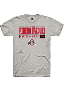 Paola Pineda Vazquez Ash Ohio State Buckeyes NIL Stacked Box Short Sleeve T Shirt