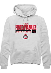 Paola Pineda Vazquez Rally Mens White Ohio State Buckeyes NIL Stacked Box Hooded Sweatshirt