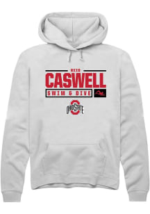 Reid Caswell Rally Mens White Ohio State Buckeyes NIL Stacked Box Hooded Sweatshirt