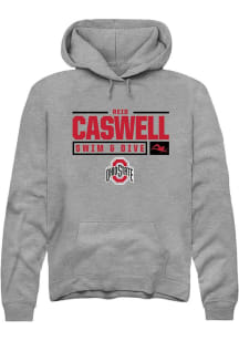 Reid Caswell Rally Mens Graphite Ohio State Buckeyes NIL Stacked Box Hooded Sweatshirt