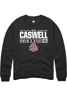 Reid Caswell Rally Mens Black Ohio State Buckeyes NIL Stacked Box Crew Sweatshirt
