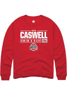 Reid Caswell Rally Mens Red Ohio State Buckeyes NIL Stacked Box Crew Sweatshirt