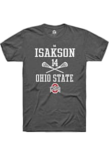 SK Isakson  Ohio State Buckeyes Dark Grey Rally NIL Sport Icon Short Sleeve T Shirt
