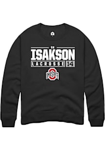 SK Isakson  Rally Ohio State Buckeyes Mens Black NIL Stacked Box Long Sleeve Crew Sweatshirt