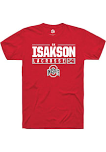 SK Isakson  Ohio State Buckeyes Red Rally NIL Stacked Box Short Sleeve T Shirt