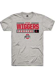 Susan Wiggers Ash Ohio State Buckeyes NIL Stacked Box Short Sleeve T Shirt