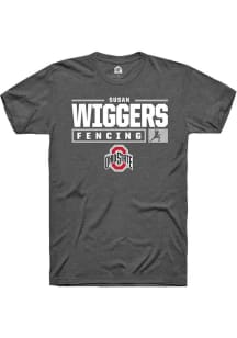 Susan Wiggers Dark Grey Ohio State Buckeyes NIL Stacked Box Short Sleeve T Shirt