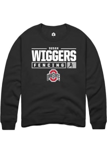 Susan Wiggers Rally Mens Black Ohio State Buckeyes NIL Stacked Box Crew Sweatshirt