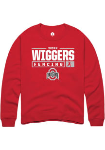 Susan Wiggers Rally Mens Red Ohio State Buckeyes NIL Stacked Box Crew Sweatshirt