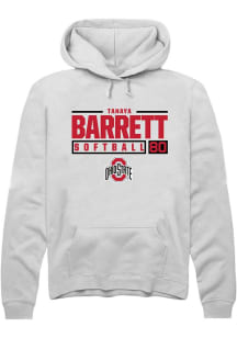 Tanaya Barrett Rally Mens White Ohio State Buckeyes NIL Stacked Box Hooded Sweatshirt